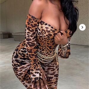 Leopard Print Off-Shoulder 2 piece
